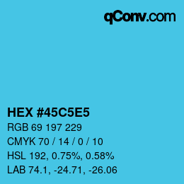 カラーコード: HEX #45C5E5 | qconv.com