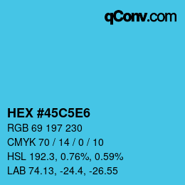 カラーコード: HEX #45C5E6 | qconv.com