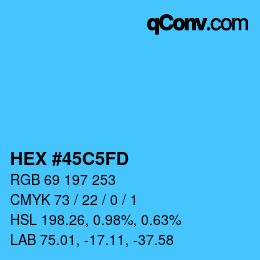 颜色代码: HEX #45C5FD | qconv.com