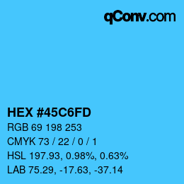 Color code: HEX #45C6FD | qconv.com