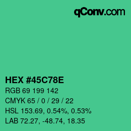 Color code: HEX #45C78E | qconv.com
