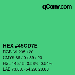 Color code: HEX #45CD7E | qconv.com
