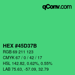 Color code: HEX #45D37B | qconv.com