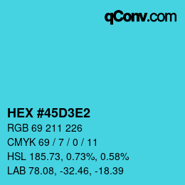 Color code: HEX #45D3E2 | qconv.com