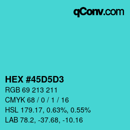 カラーコード: HEX #45D5D3 | qconv.com