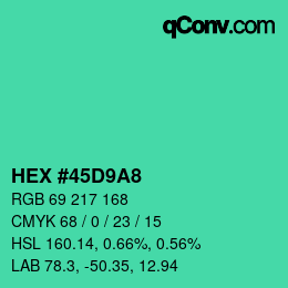 Color code: HEX #45D9A8 | qconv.com