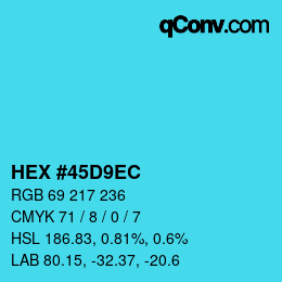 Color code: HEX #45D9EC | qconv.com