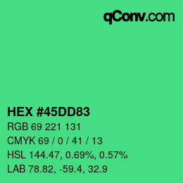 Farbcode: HEX #45DD83 | qconv.com