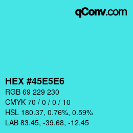 Color code: HEX #45E5E6 | qconv.com