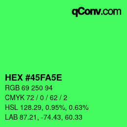 Farbcode: HEX #45FA5E | qconv.com