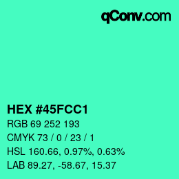 颜色代码: HEX #45FCC1 | qconv.com