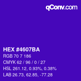Color code: HEX #4607BA | qconv.com
