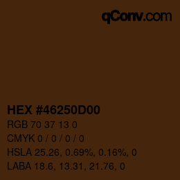 Color code: HEX #46250D00 | qconv.com
