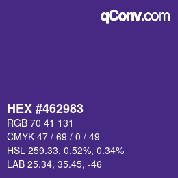 カラーコード: HEX #462983 | qconv.com