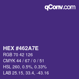 Color code: HEX #462A7E | qconv.com