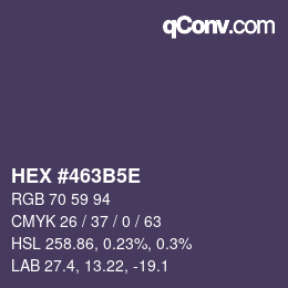 Farbcode: HEX #463B5E | qconv.com