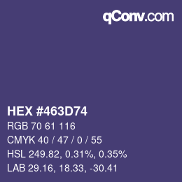 Color code: HEX #463D74 | qconv.com