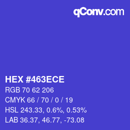 Farbcode: HEX #463ECE | qconv.com