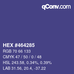 Color code: HEX #464285 | qconv.com