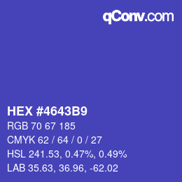 Color code: HEX #4643B9 | qconv.com