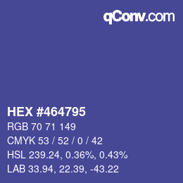 Farbcode: HEX #464795 | qconv.com