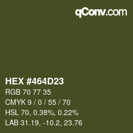 カラーコード: HEX #464D23 | qconv.com