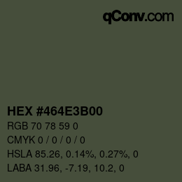 Farbcode: HEX #464E3B00 | qconv.com