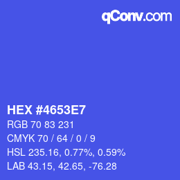 颜色代码: HEX #4653E7 | qconv.com