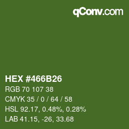 颜色代码: HEX #466B26 | qconv.com