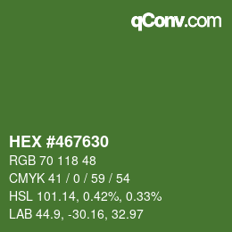 Color code: HEX #467630 | qconv.com