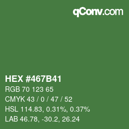 Color code: HEX #467B41 | qconv.com