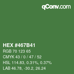 Color code: HEX #467B41 | qconv.com