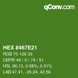 Color code: HEX #467E21 | qconv.com