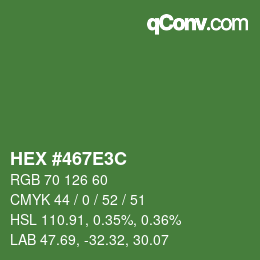 Color code: HEX #467E3C | qconv.com