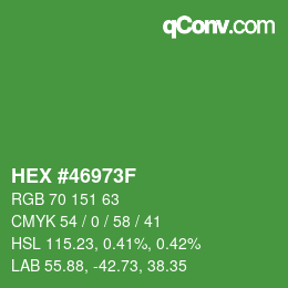 Color code: HEX #46973F | qconv.com
