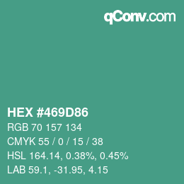 Color code: HEX #469D86 | qconv.com