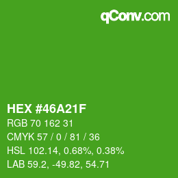 Color code: HEX #46A21F | qconv.com
