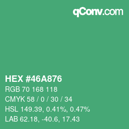 Color code: HEX #46A876 | qconv.com