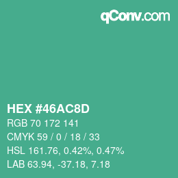 Color code: HEX #46AC8D | qconv.com