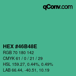 Color code: HEX #46B48E | qconv.com