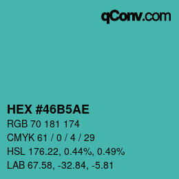 Color code: HEX #46B5AE | qconv.com