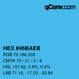 Color code: HEX #46BAEB | qconv.com