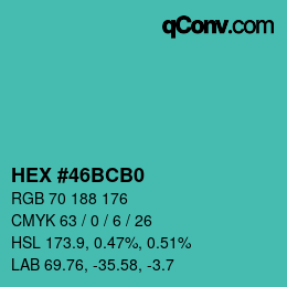 Color code: HEX #46BCB0 | qconv.com