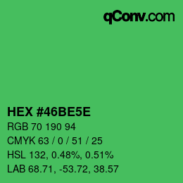 Color code: HEX #46BE5E | qconv.com