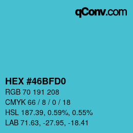 Color code: HEX #46BFD0 | qconv.com