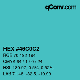 颜色代码: HEX #46C0C2 | qconv.com