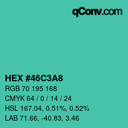 Color code: HEX #46C3A8 | qconv.com