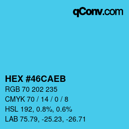 カラーコード: HEX #46CAEB | qconv.com