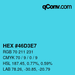 颜色代码: HEX #46D3E7 | qconv.com
