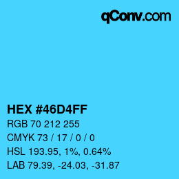 カラーコード: HEX #46D4FF | qconv.com